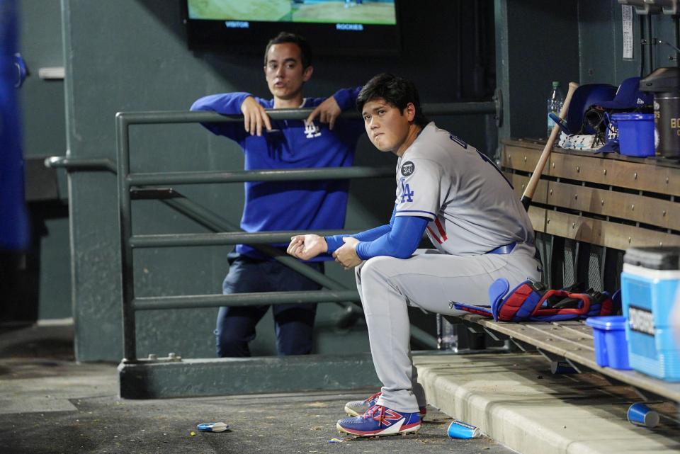 　先発し、４回５失点で降板した大谷（共同）