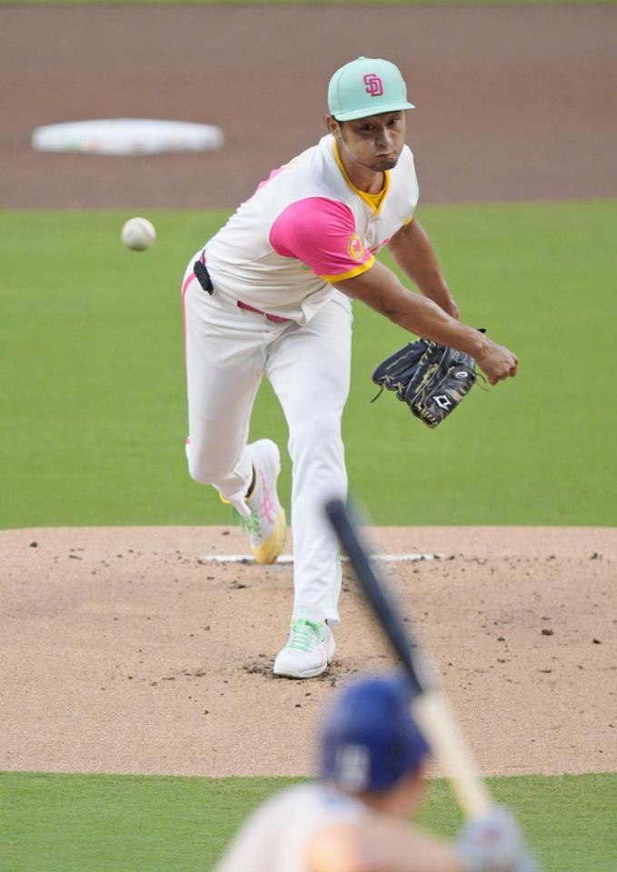 　ドジャース戦に先発したパドレスのダルビッシュ＝サンディエゴ（共同）