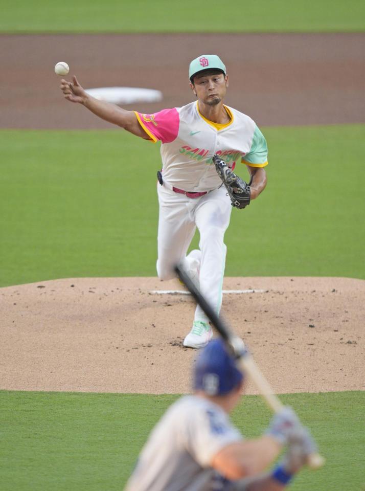 　ドジャース戦に先発したパドレスのダルビッシュ＝サンディエゴ（共同）