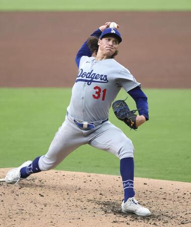 　パドレス戦に先発したドジャースのグラスノー（共同）