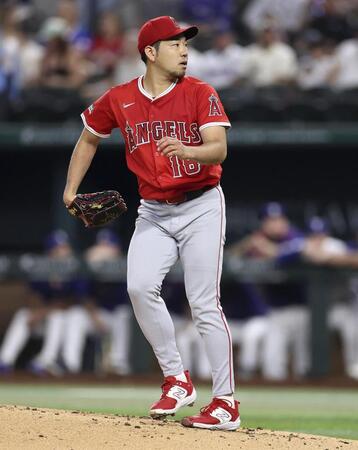 　レンジャーズ戦に先発したエンゼルス・菊池（ゲッティ＝共同）