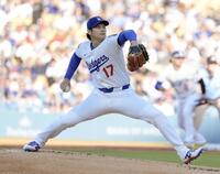 　レッズ戦に先発登板したドジャース・大谷（共同）