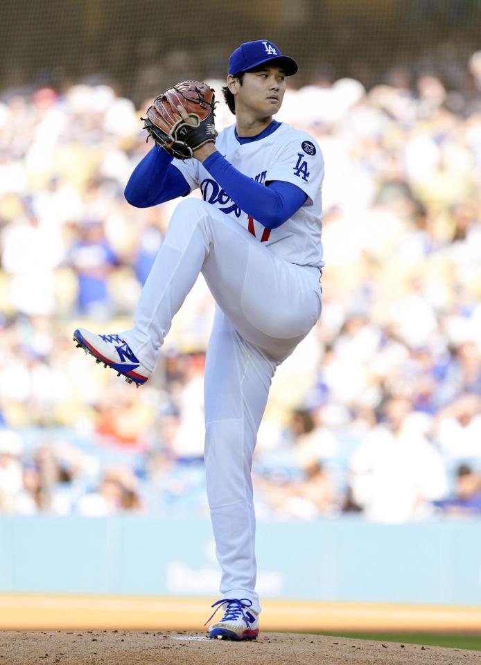 　レッズ戦に先発登板したドジャース・大谷（共同）