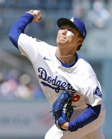 　ダイヤモンドバックス戦に先発し、７回１失点と好投したドジャース・山本（共同）