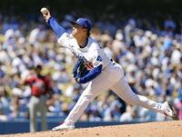 　ダイヤモンドバックス戦に先発し、７回１失点と好投したドジャース・山本（共同）