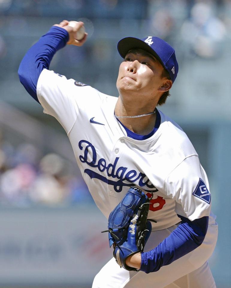 　ダイヤモンドバックス戦に先発し、７回１失点と好投したドジャース・山本（共同）