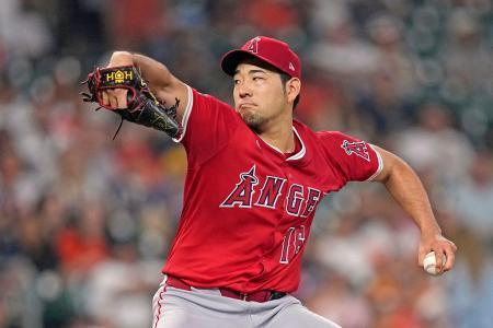 　アストロズ戦に先発し、５回２／３を８安打５失点で１０敗目を喫したエンゼルス・菊池＝ヒューストン（ＡＰ＝共同）