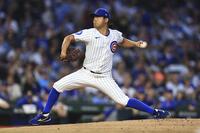 　先発し、６回５安打３失点で９勝目を挙げた今永（ゲッティ＝共同）