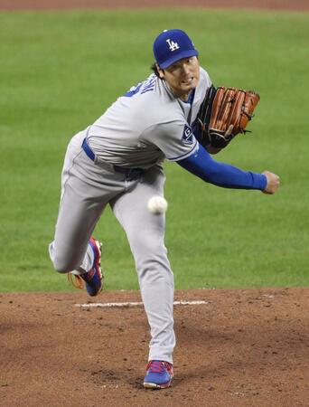 　オリオールズ戦に先発登板したドジャース・大谷（共同）