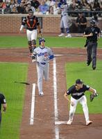 　オリオールズ戦の７回、二ゴロに倒れたドジャース・大谷（共同）