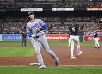 　オリオールズ戦の５回、遊ゴロ併殺に倒れたドジャース・大谷（共同）