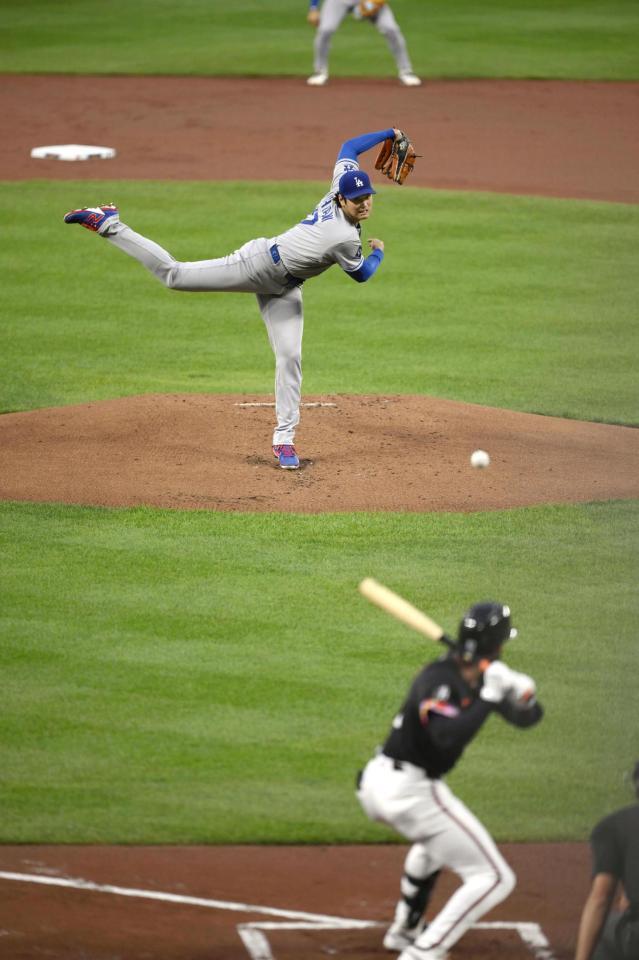 　オリオールズ戦に先発登板したドジャース・大谷（共同）