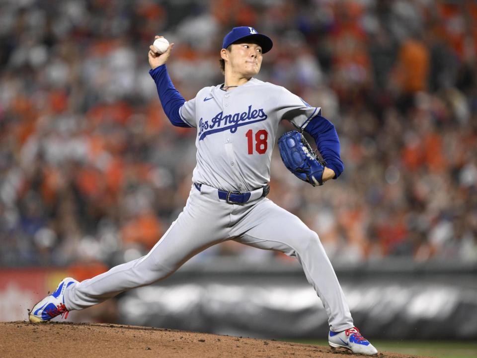 　オリオールズ戦に先発したドジャース・山本（共同）