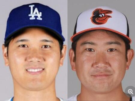　ドジャース・大谷翔平（左）とオリオールズ・菅野智之