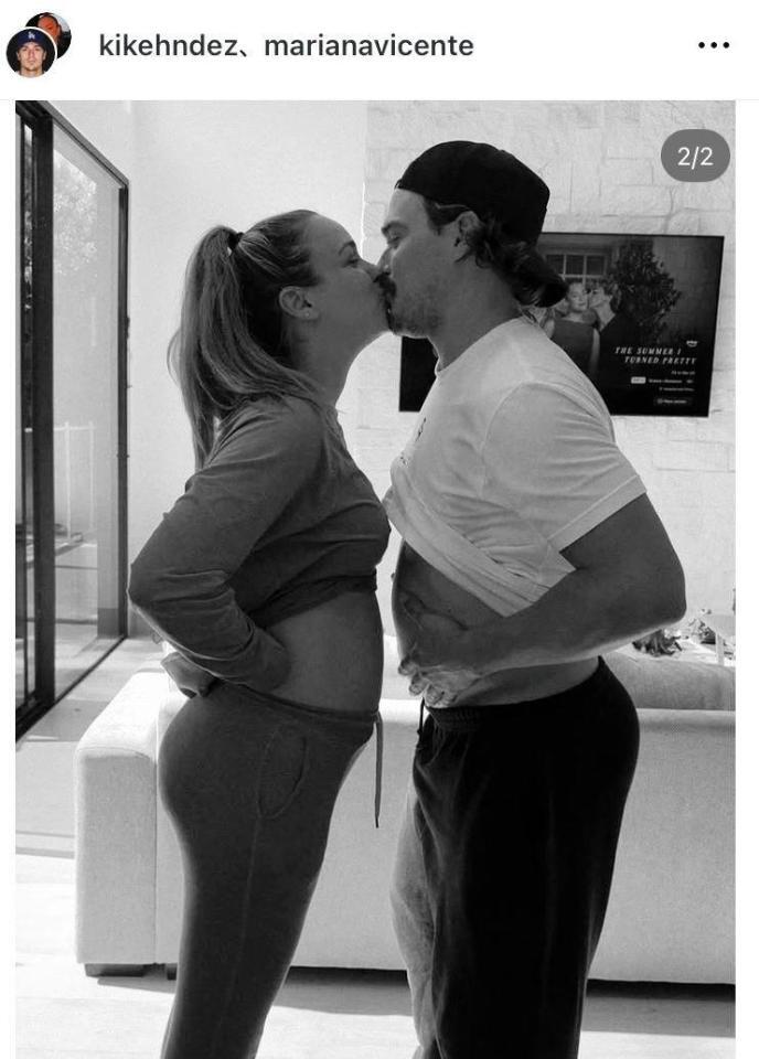 今年７月、妻の第２子妊娠を発表したキケ・ヘルナンデスのインスタグラム＠ｋｉｋｅｈｎｄｅｚより