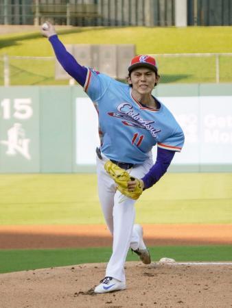 　傘下マイナー、３Ａオクラホマシティーの一員としてリハビリ登板したドジャース・佐々木＝オクラホマシティー（共同）