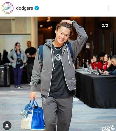 ２４年３月、韓国での開幕シリーズでは、ドジャースカラーのエルメスで。