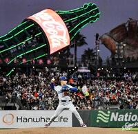 　ジャイアンツ戦で７回１安打１失点と好投した山本（１２日、ロサンゼルス・ドジャース提供）