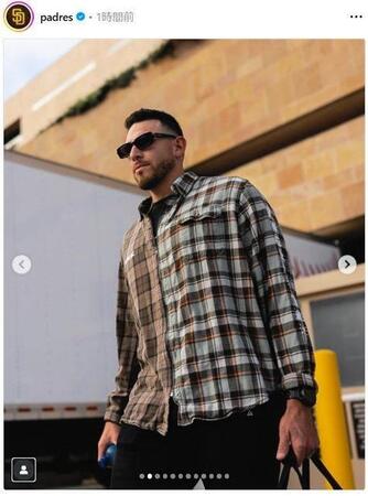 　ニューヨークへ移動するマスグローブ。パドレスの公式インスタグラム（ｐａｄｒｅｓ）より