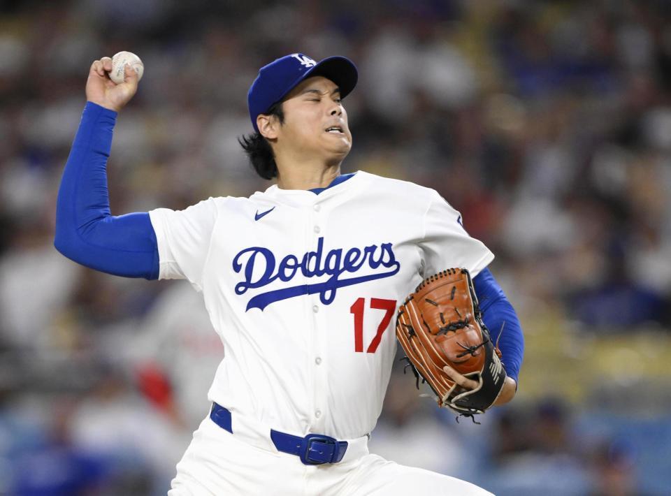 　フィリーズ戦に先発登板したドジャース・大谷（共同）