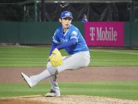 　マイナー３Ａで初めて救援登板した佐々木（共同）