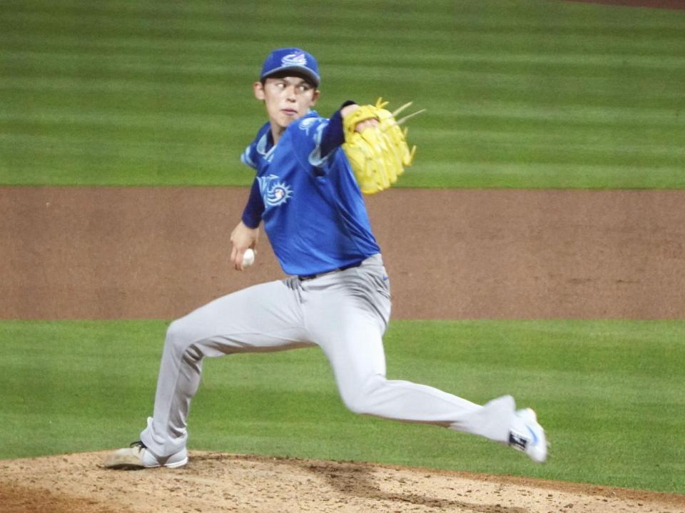 　マイナー３Ａで初めて救援登板した佐々木（共同）