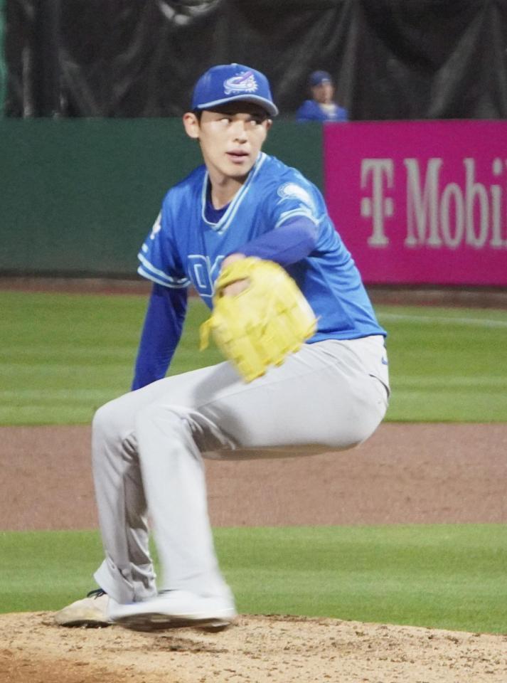 　マイナー３Ａで初めて救援登板した佐々木（共同）