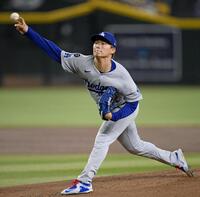 　ダイヤモンドバックス戦に先発し、６回無失点で12勝目を挙げた山本（共同）
