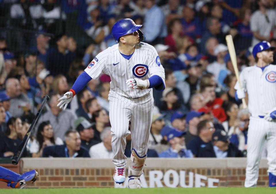 　メッツ戦の６回、２打席連続本塁打となる29号３ランを放つ鈴木（共同）