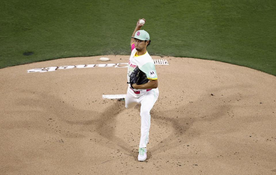 　ダイヤモンドバックス戦に先発したダルビッシュ（共同）
