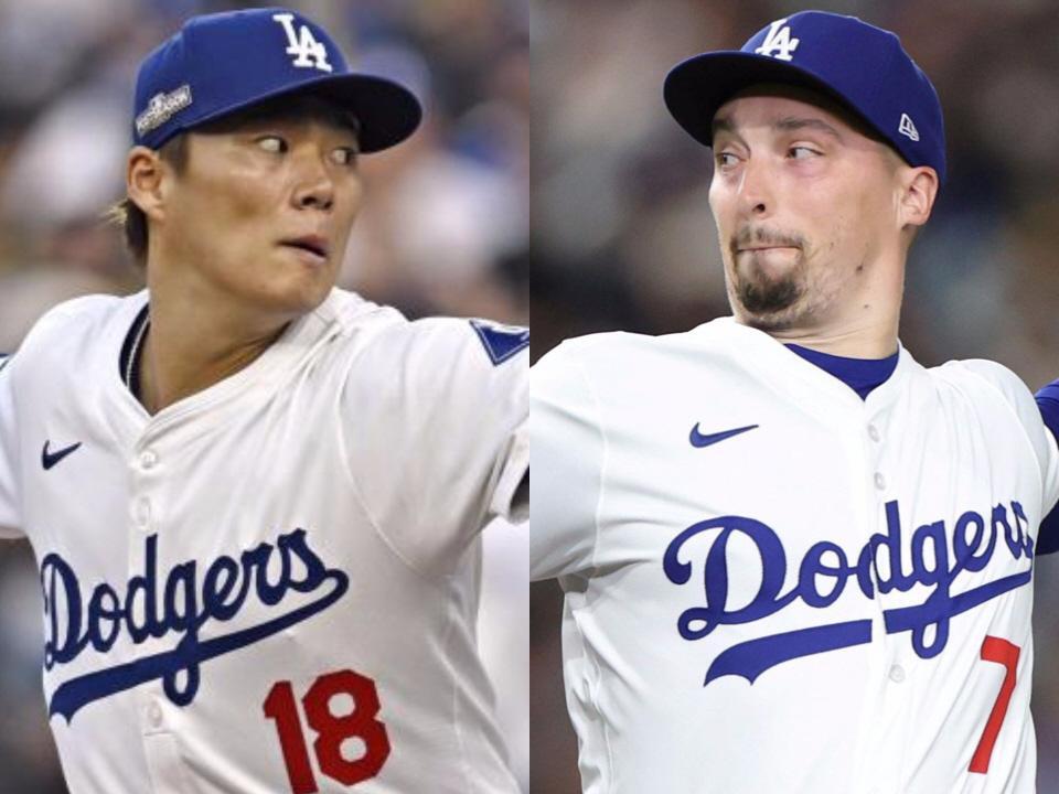 　ドジャース・山本由伸（左）とスネル