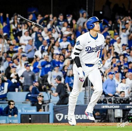 　六回、２打席連続アーチを放った大谷（ロサンゼルス・ドジャース提供）