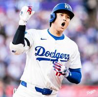 　初回、先頭打者アーチを放った大谷（ロサンゼルス・ドジャース提供）