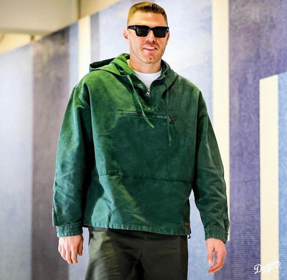 　球場入りするフリーマン（ロサンゼルス・ドジャース提供）