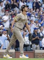 　カブス戦の２回、先制を許したパドレスのダルビッシュ（共同）