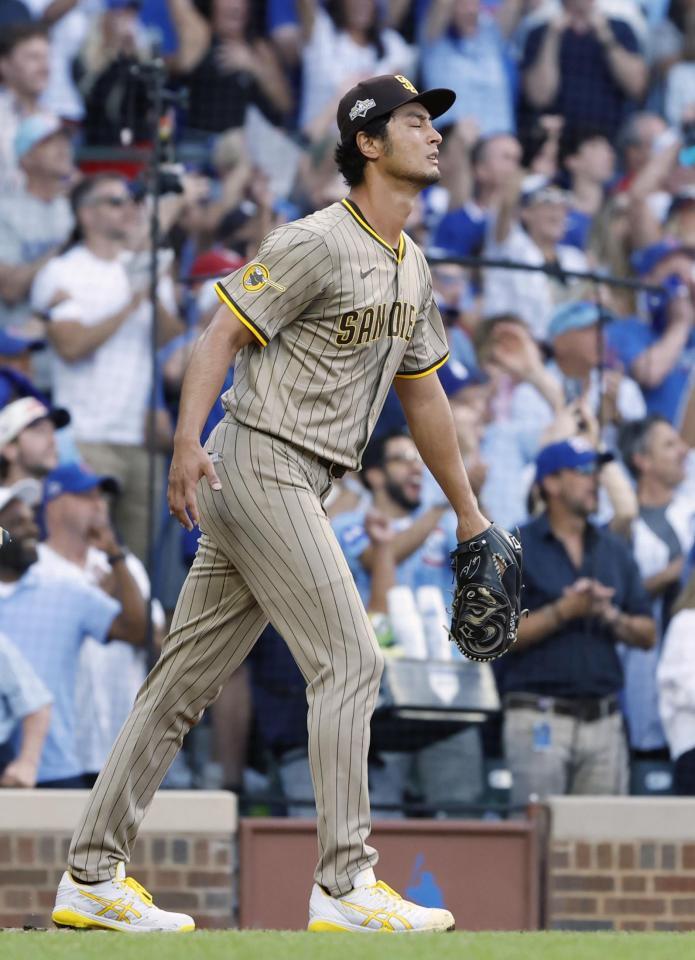 　カブス戦の２回、先制を許したパドレスのダルビッシュ（共同）