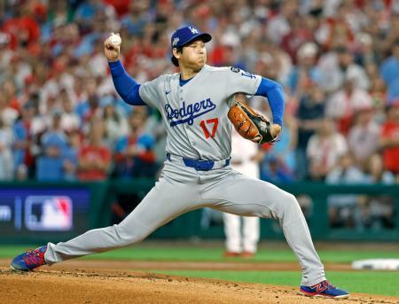 　フィリーズ戦に先発したドジャース・大谷＝フィラデルフィア（共同）