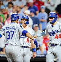 　逆転ホームランを放ったテオスカー・ヘルナンデス（ロサンゼルス・ドジャース提供）