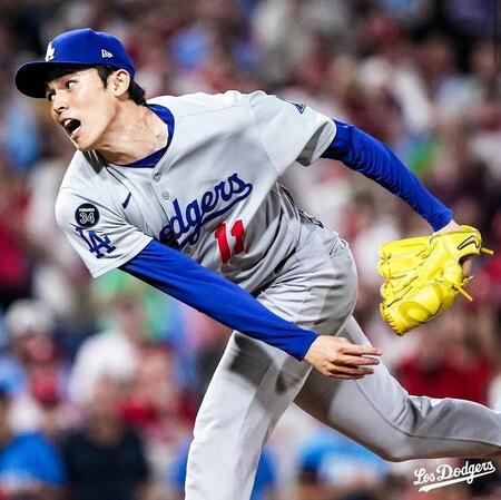 　九回のピンチで登板した佐々木朗希（ロサンゼルス・ドジャース提供）