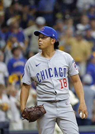 　ブルワーズ戦の３回、勝ち越しソロを浴びた今永（共同）