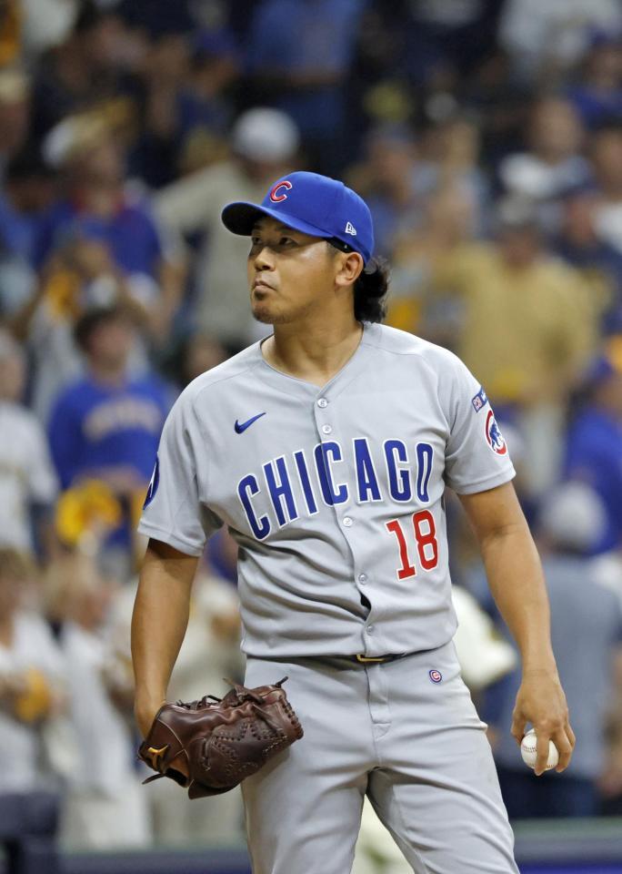 　ブルワーズ戦の３回、勝ち越しソロを浴びた今永（共同）