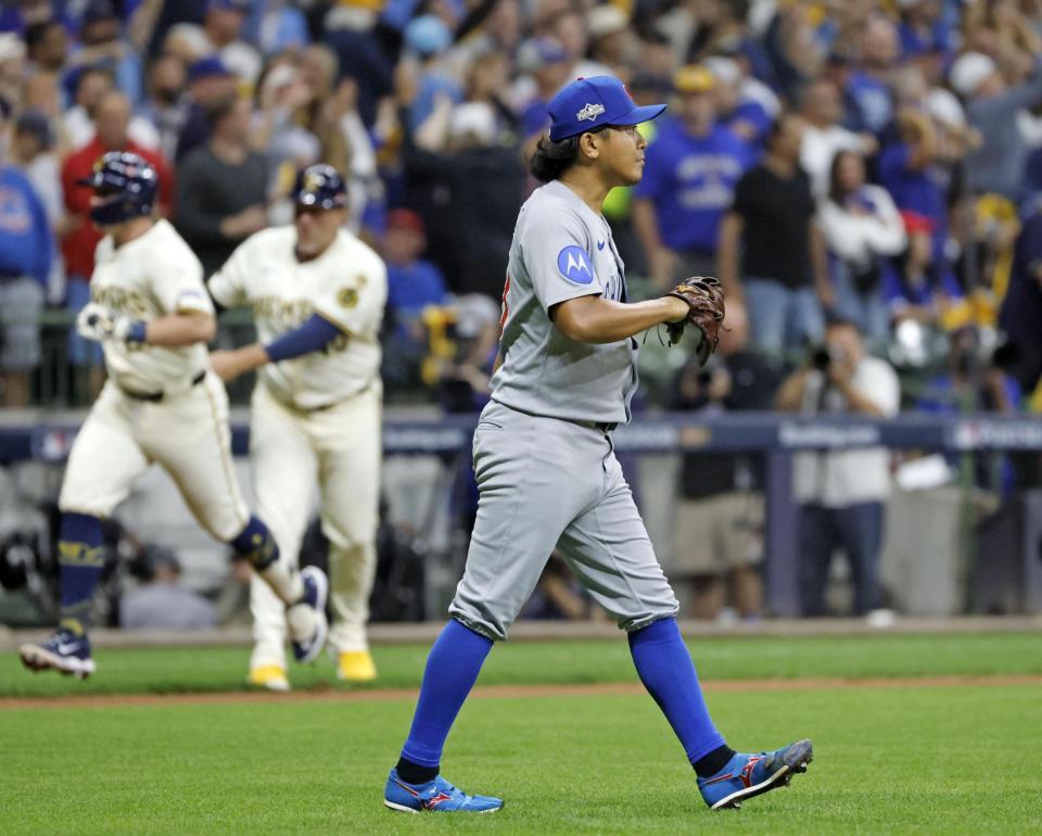 　ブルワーズ戦の１回、同点３ランを浴びた今永（共同）