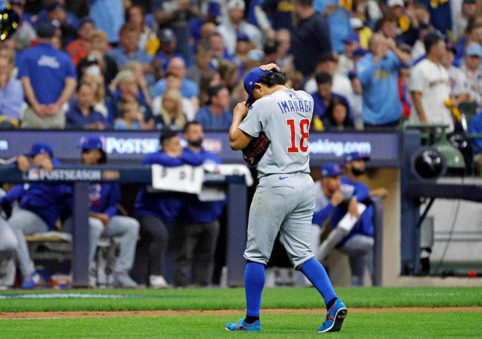 　３回、降板するカブス・今永（共同）