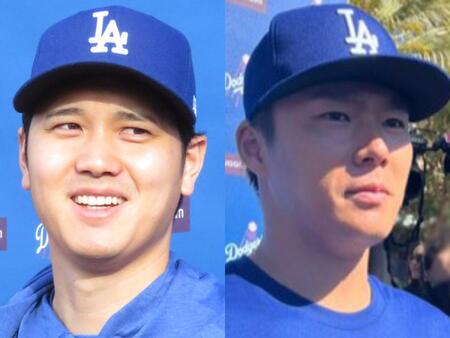 ドジャース・大谷（左）と山本