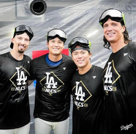 大谷翔平＆山本由伸に珍場面　シャンパンファイトでまさかの「ブホッ！」逆噴射の瞬間を球団が捉える