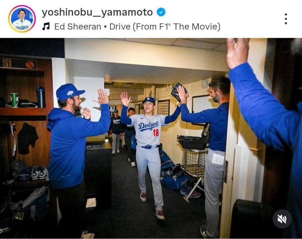 　山本由伸のインスタグラム（ｙｏｓｈｉｎｏｂｕ＿＿ｙａｍａｍｏｔｏ）より 
