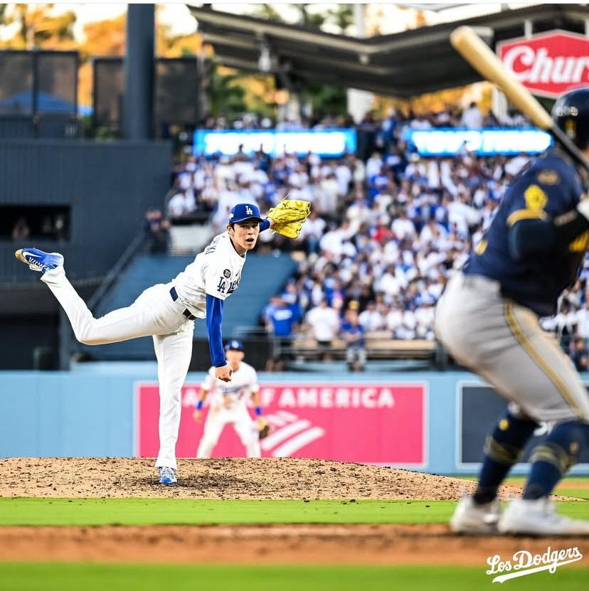 　９回に登板し、ポストシーズン３セーブ目を挙げた佐々木（ロサンゼルス・ドジャース提供）