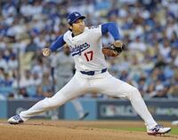 　米大リーグ、ナショナル・リーグ優勝決定シリーズのブルワーズ戦に先発したドジャース・大谷翔平（共同）