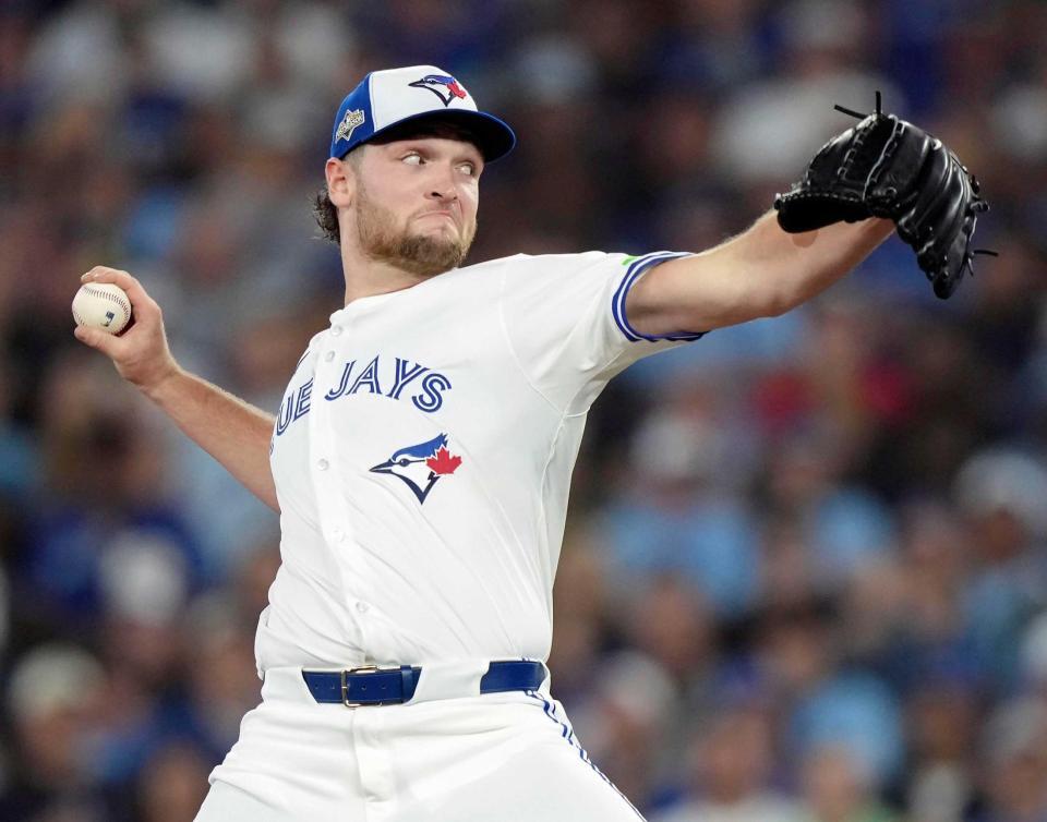 　５回２／３を２失点と好投したブルージェイズのイエサベージ（カナダ通信・ＡＰ＝共同）