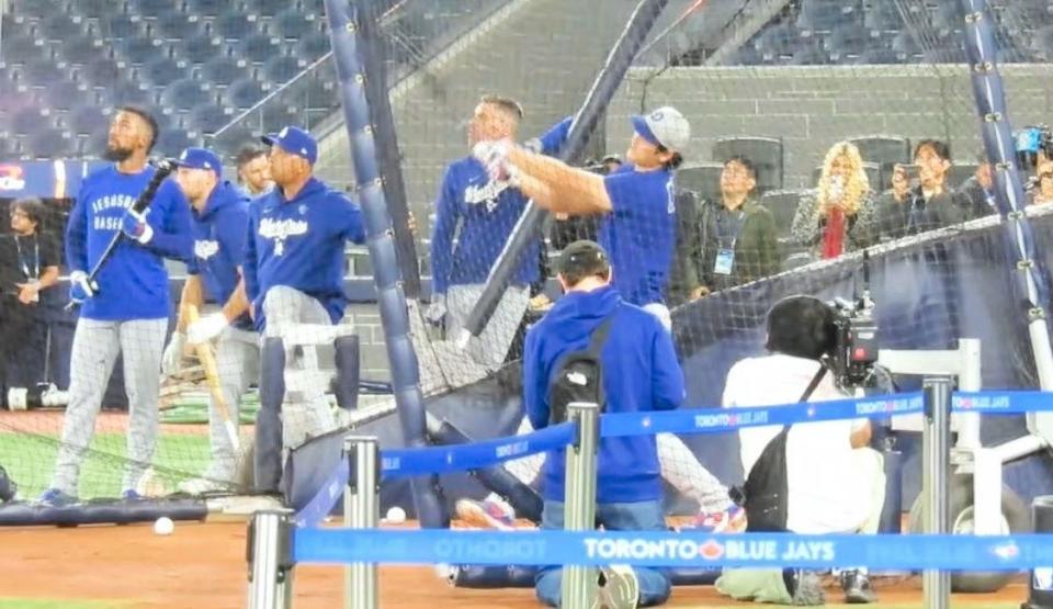 　ワールドシリーズを前に屋外フリー打撃を行う大谷翔平（撮影・小林信行）
